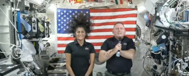 Suni Williams and Butch Wilmore on a call with journalists from the International Space Station.