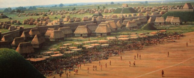 A painting of Cahokia city