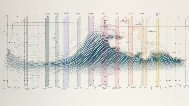 Illustration of a wave pattern over a chart pattern.